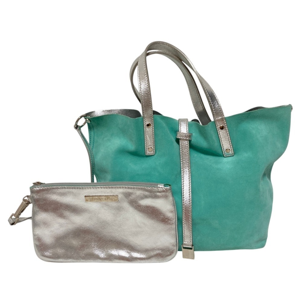 TIFFANY&CO. Tiffany Reversible Tote Bag, Blue and Silver Color, Women's